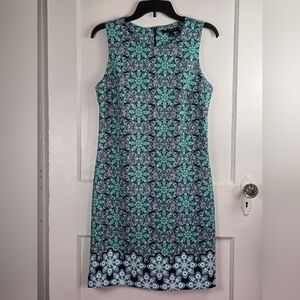 Banana Republic Factory Navy and Aqua Boho Sheath Dress 6